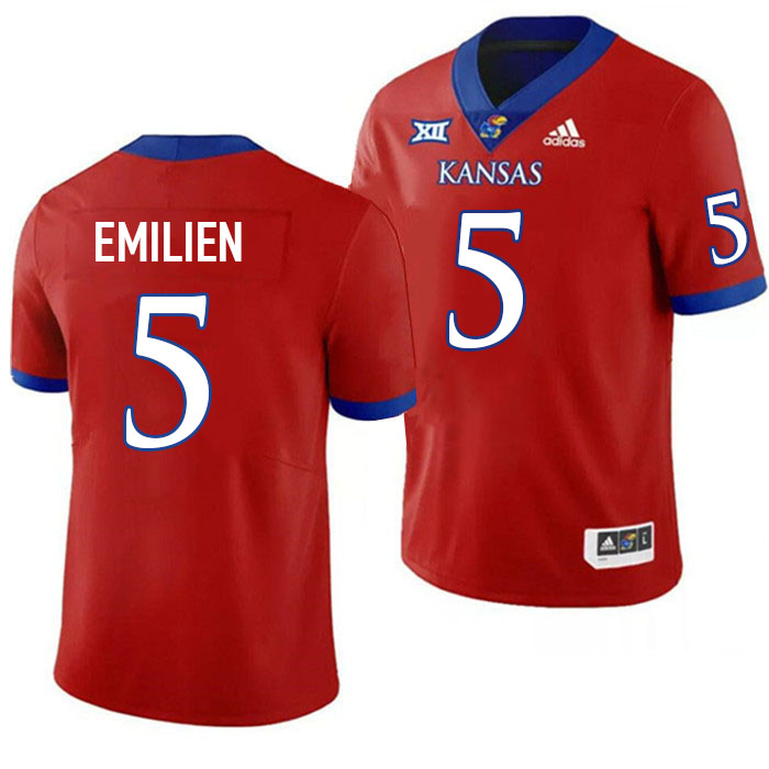 Men #5 Doug Emilien Kansas Jayhawks College Football Jerseys Stitched Sale-Red